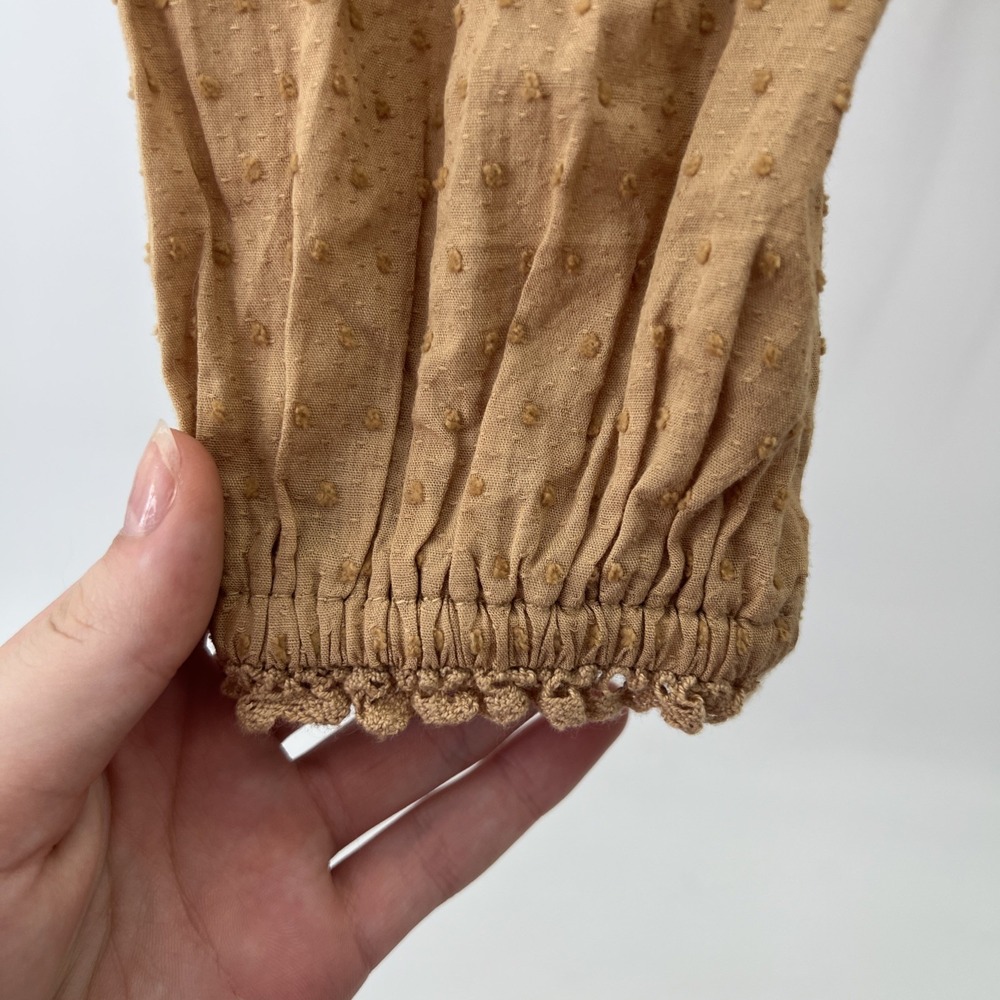 American Eagle Milkmaid Top Sz M Tan Cottage Peasant Boho Crochet Lace Coquette - Picture 4 of 15
